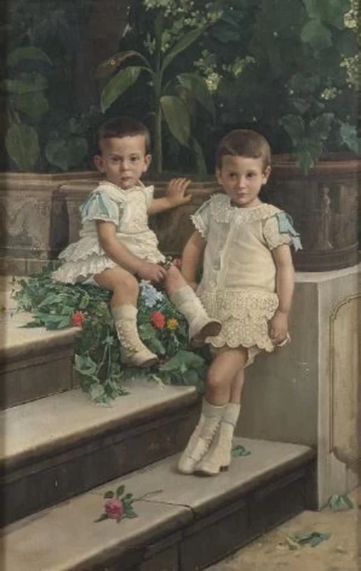 Due bambini in ghette bianche